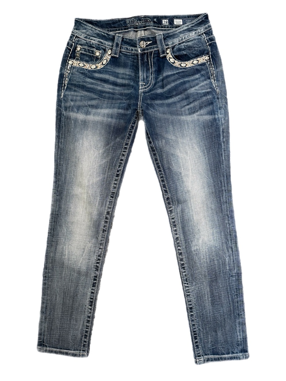 Miss Me Mid Rise Skinny Embellished Crystal Jeans